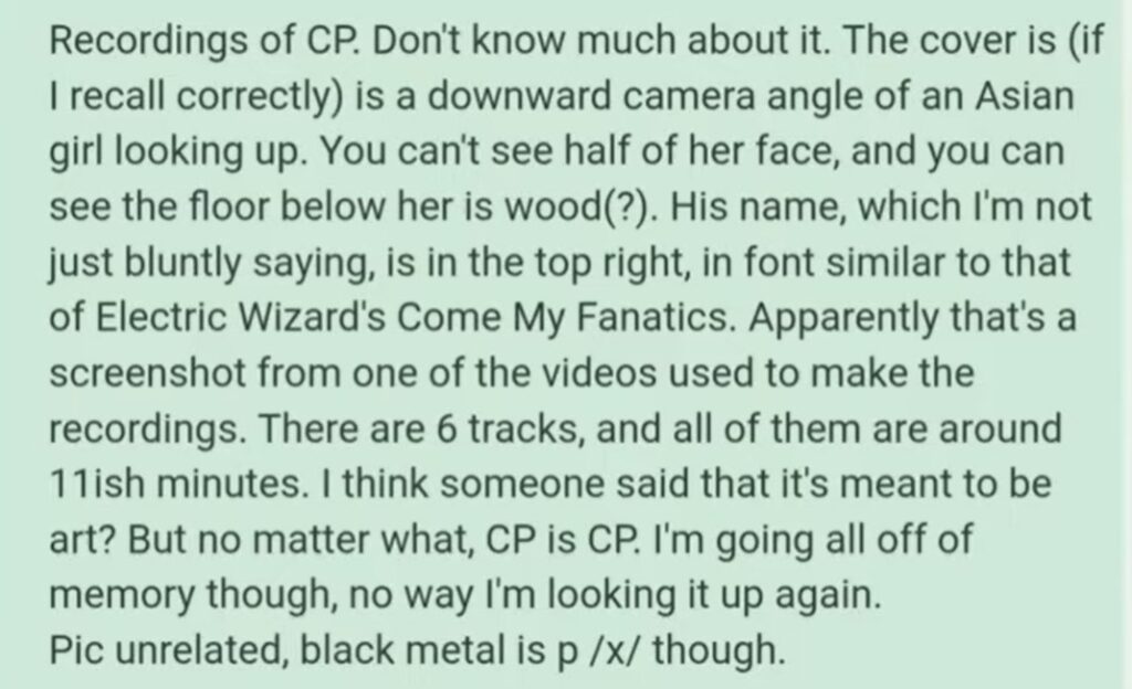 Mensaje de un hilo hablando sobre el álbum